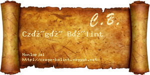 Czégé Bálint névjegykártya